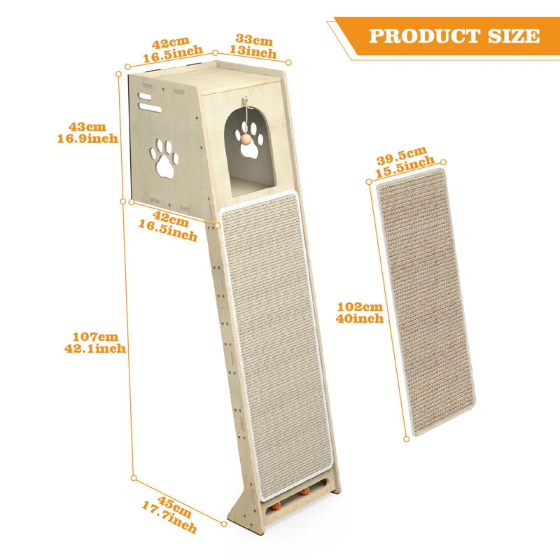 Luxury Wall-Mounted Cat Climbing Tower — Modern Cat Climber with Scratching Mat & Perch